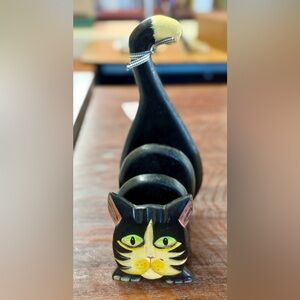 Vintage Wooden Cat Letter Holder